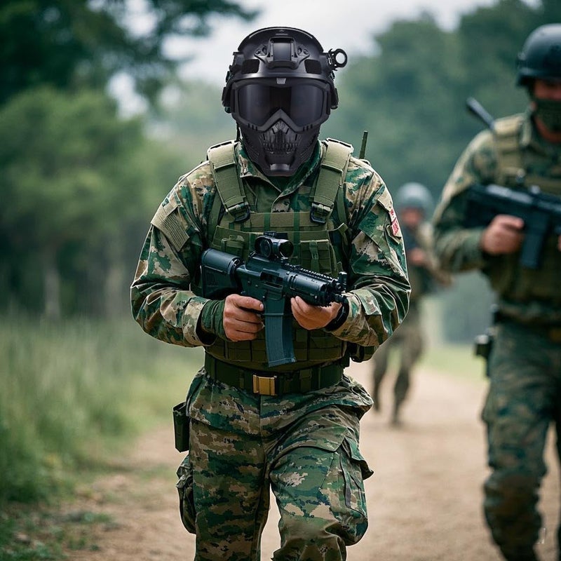 PLOOTA Tactical Airsoft Helmet with Detachable Goggles and Full Face Mask: Military Grade Gear for Paintball and Airsoft - Image 5